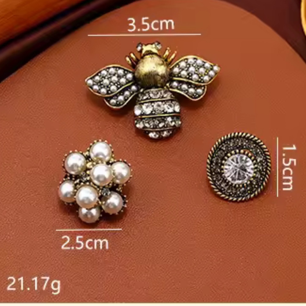 New Vintage classic 3x set Gold and Silver Brooch Set - Picture 4 of 7